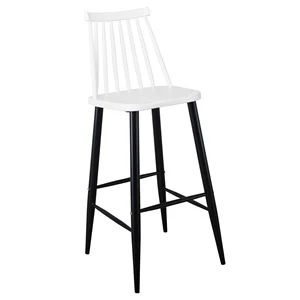 LAVIDA Σκαμπό Bar Μέταλλο Μαύρο, PP Άσπρο