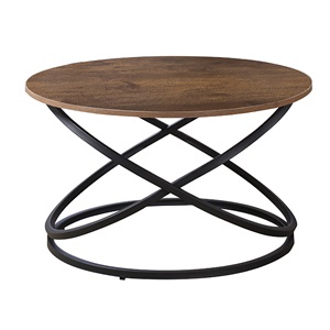 TORRE Τραπ.Σαλονιού Φ79x46cm Μεταλ.Μαύρο/Καρυδί