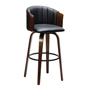 ENZO Σκαμπό BAR Καρυδί/Pu Μαύρο