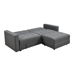 JACKSON Καναπές Κρεβάτι+Σκαμπό/Αποθ.Χώρος Ύφ.Σκ.Γκρι