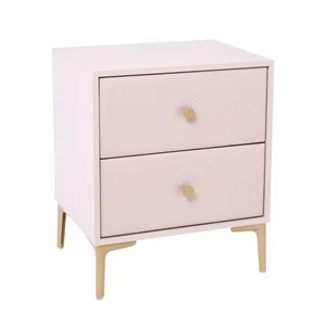 LANA Κομοδίνο 2-Συρτ 50x40x60cm Εκρού, πρόσοψη Pu Καπιτονέ