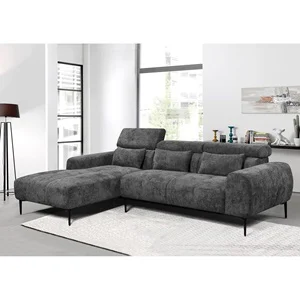 ELORA Καναπές Γωνία/Δεξιά Ύφασμα Γκρι