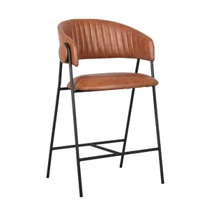 ALFRED Σκαμπό Bar Μεταλ.Μαύρο, Pu Camel