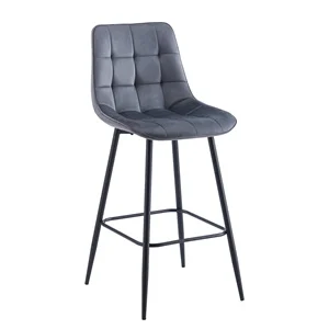 Σκαμπό Bar Μέταλ.Μαύρο/Ύφασμα Velure Σκ.Γκρι