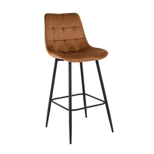 Σκαμπό Bar Μέταλ.Μαύρο/Ύφασμα Velure Camel