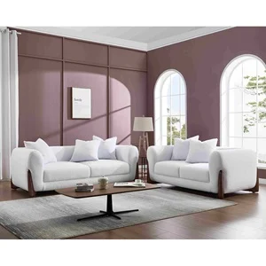 KANSAS Set Σαλόνι (2+3) Teddy Ύφασμα Άσπρο