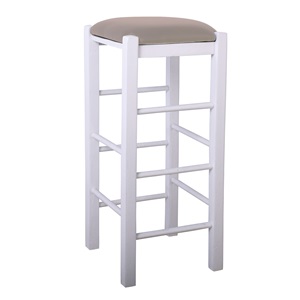 ΤΑΒΕΡΝΑΣ Σκαμπό Bar Οξιά Εμποτ.Λάκα Άσπρο/Pu Cappuccino